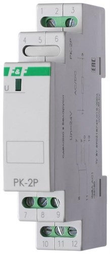 Реле промежуточное PK-2P/Un (монтаж на DIN-рейке 35мм 24В AC/DC 2х8А 2P IP20) F&F EA06.001.008 320990 - фото 16750419