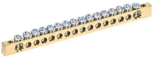 Шина PEN "земля-ноль" 6х9мм 16/2 (16групп/крепеж по краям) IEK YNN11-16-100 1037390 - фото 16750582