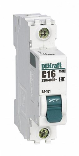 Выключатель автоматический модульный 1п D 16А 4.5кА ВА-101 DEKraft 11102DEK 269511 - фото 16750628