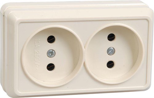 Розетка 2-м ОП Октава 10А IP20 без заземл. крем. IEK ERO20-K33-10-DC 245722 - фото 16750745