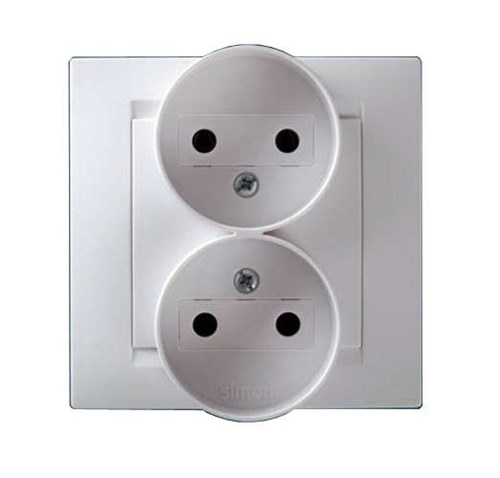 Розетка 2-м СП Simon15 16А IP20 250В без заземл. винт. клеммы бел. Simon 1590457-030 148068 - фото 16750788