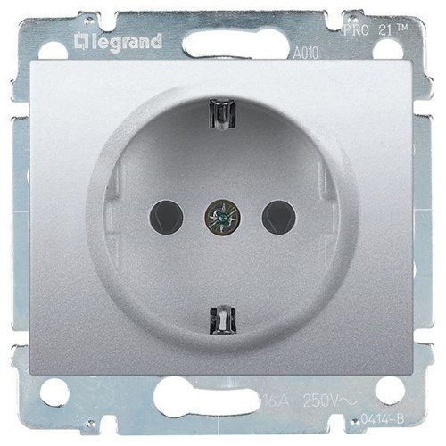 Розетка 1-м СП Galea Life 16А IP20 2P+E с заземл. защ. шторки немецк. стандарт с лицев. панелью механизм алюм. Leg 771363 93140 - фото 16751187