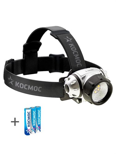 Фонарь налобный H19LED 1Вт XPE LED + 6 SMD LED 3хAAA/R03 КОСМОС KOC-H19-LED 97676 - фото 16751192