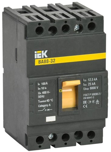 Выключатель автоматический 3п 100А 25кА ВА 88-32 IEK SVA10-3-0100 50100 - фото 16751291