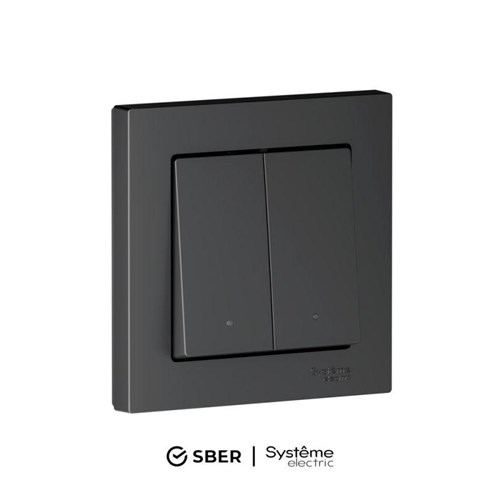 Выключатель 2-кл. AtlasDesign Smart 10А (сх. 5) L+N с подсветкой Zigbee механизм карбон SE ATN001053Z 1955214 - фото 16751777