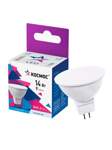 Лампа светодиодная JCDR 14Вт GU5.3 6500К 174-265В КОСМОС LkecLED14wJCDRC65 1877850 - фото 16751938