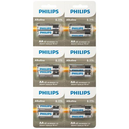 Элемент питания алкалиновый AA/LR6 1.5В Entry отрывной набор (блист. 12шт) Philips Б0064636 1843205 - фото 16752122