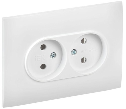 Розетка 2-м SKANDY 10А без заземл. без защ. шторок в сборе SK-R10W арктич. бел. IEK SK-R20-10-K01-F 1835767 - фото 16752159