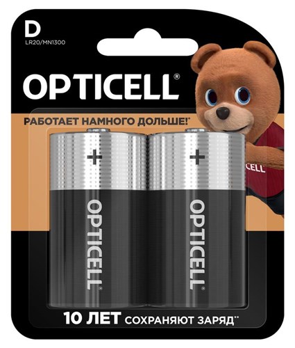 Элемент питания алкалиновый D/LR20 1.5В (блист. 2шт) Basic Opticell 5051005 1780901 - фото 16752237