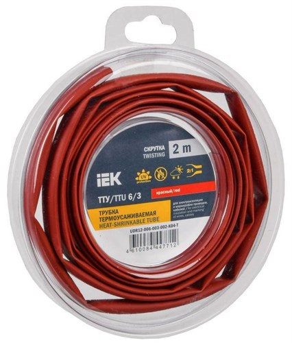 Трубка термоусадочная ТТУ нг-LS 6/3 красн. (уп.2м) IEK UDR12-006-003-002-K04-T 1777094 - фото 16752242