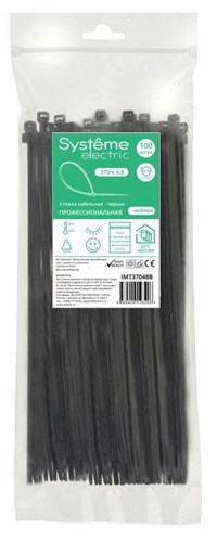 Стяжка кабельная 370х4.8 черн. (уп.100шт) SE IMT37048B 1760904 - фото 16752450