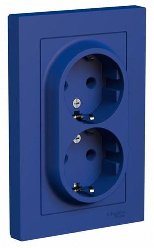Розетка 2-м. AtlasDesign 16А с заземл. в сборе аквамарин SE ATN001124 1712713 - фото 16752562