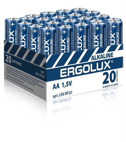 Элемент питания алкалиновый AA/LR6 1.5В Alkaline BP-20 ПРОМО (уп.20шт) Ergolux 14675 1696503 - фото 16752608