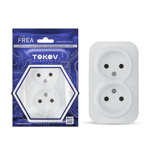 Розетка 2-м ОП Frea 16А IP20 250В без заземл. АБС-пластик бел. TOKOV ELECTRIC TKE-FR-R2-C01 1685675 - фото 16752621