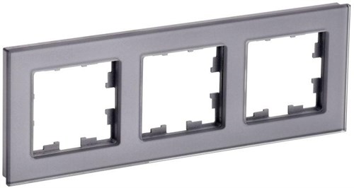 Рамка 3-м BRITE РУ-3-2-БрСе стекло сер. IEK BR-M32-G-K03 1679823 - фото 16752654