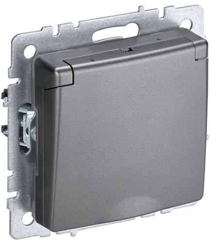 Розетка BRITE РСбш10-3-44-БрС 16А IP44 с заземл. защ. шторки с крышкой механизм сталь IEK BR-R16-16-44-K46 1617434 - фото 16752825
