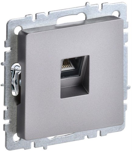 Розетка компьютерная СП RJ45 кат.5E BRITE РК10-БрС механизм сталь IEK BR-K10-1-K46 1617408 - фото 16752848