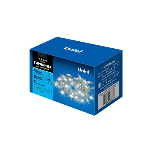 Гирлянда LED "Снежинки-2" ULD-S0500-050/DTA WHITE IP20 SNOWFLAKES-2 5м 50 диодов бел. свет провод прозр. Uniel UL-00007196 1381537 - фото 16753343