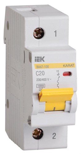 Выключатель автоматический модульный 1п C 20А 10кА ВА47-100 KARAT IEK MVA40-1-020-C 1282881 - фото 16753698