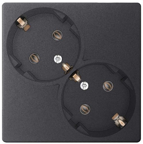 Розетка 2-м СП Simon 24 16А IP20 2х2P+E Schuko без защ. шторок механизм графит Simon 2450459-038 1278982 - фото 16753715