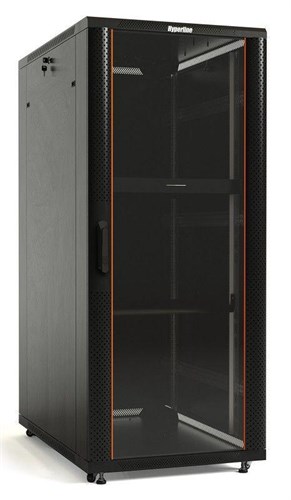 Шкаф напольный TTB-4268-AS 19дюйм 42U 2055х600х800мм перед. стекл. дверь со стальн. перф. боковинами задн. дверь сплошная ручка с замком крыша нового типа черн. (RAL 9004) Hyperline 392682 512287 - фото 16753841
