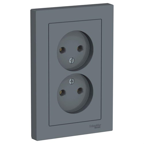 Розетка 2-м СП AtlasDesign 16А IP20 без заземл. в сборе грифель SE ATN000720 1240401 - фото 16753862