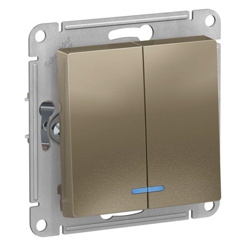 Выключатель 2-кл. СП AtlasDesign 10А IP20 (сх. 5а) 10AX с подсветкой механизм шампань SE ATN000553 1240334 - фото 16753866