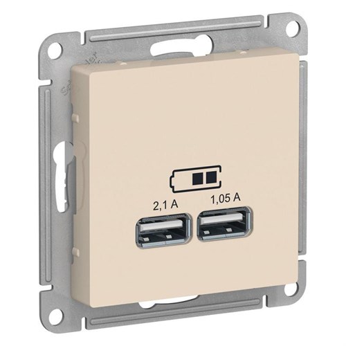 Розетка USB AtlasDesign тип A+A 5В 1х2.1А 2х1.05А механизм беж. SE ATN000233 1240192 - фото 16753888