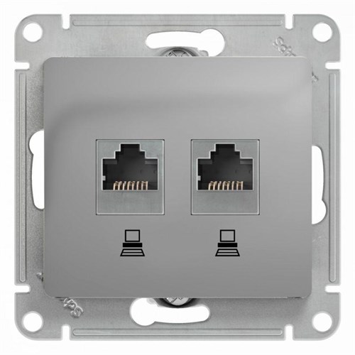 Розетка компьютерная 2-м Glossa RJ45 кат.5E механизм алюм. SE GSL000385KK 463577 - фото 16754047