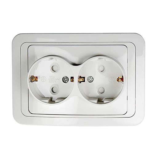 Розетка 2-м CLASSICO защ. шторки с заземл. 2128x бел. ASD / IN HOME 4690612000985 464641 - фото 16754052