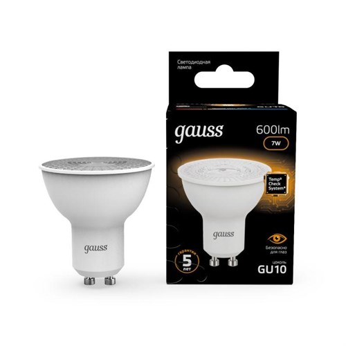 Лампа светодиодная Black 7Вт MR16 софит 3000К тепл. бел. GU10 600лм GAUSS 101506107 459564 - фото 16754085