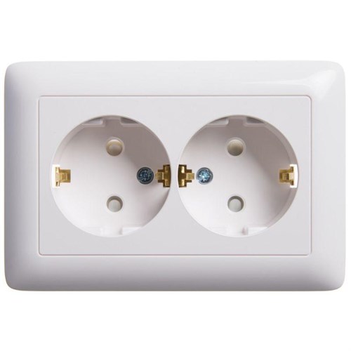 Розетка 2-м СП Хит 16А IP20 с заземл. защ. шторки бел. SE RS16-231-B 1193374 - фото 16754136