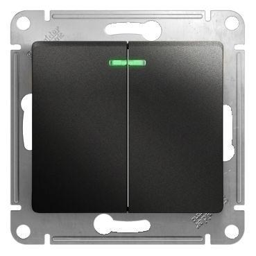Выключатель 2-кл. СП Glossa 10А IP20 (сх. 5а) 10AX с подсветкой механизм антрацит SE GSL000753 400319 - фото 16754341