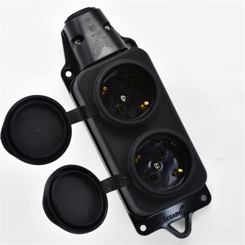 Колодка 2-м 16А IP44 2P+PE 220-240В с защ. крышками каучук LEZARD 106-0400-0110/110 342404 - фото 16754453