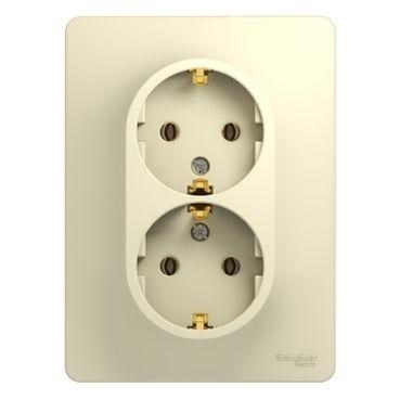 Розетка 2-м СП Glossa 16А IP20 с заземл. в сборе беж. SE GSL000224 275192 - фото 16754514