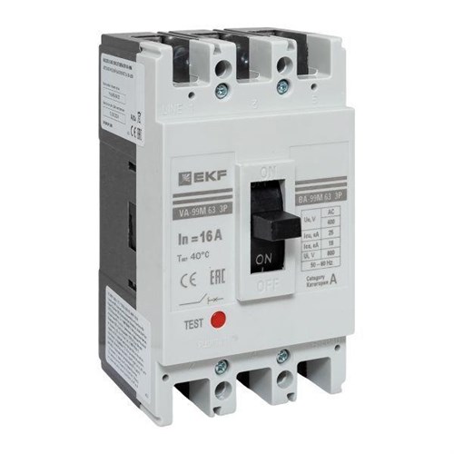 Выключатель автоматический 3п 63/16А 25кА ВА-99М PROxima EKF mccb99-63-16m 209168 - фото 16755133