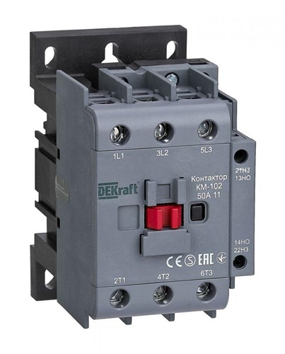 Контактор КМ-102 3п 50А кат. 230В AC 1НО+1НЗ AC-3 AC-4 DEKraft 22007DEK 122798 - фото 16755138