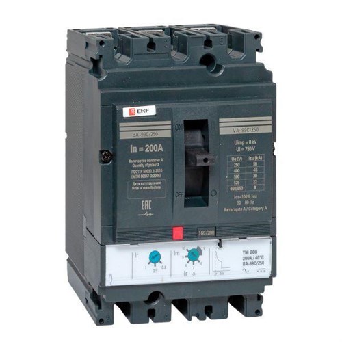 Выключатель автоматический 3п 250/200А 45кА ВА-99C Compact NS PROxima EKF mccb99C-250-200 209149 - фото 16755153