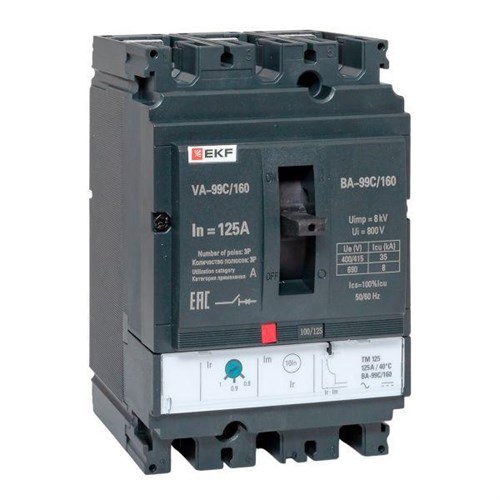 Выключатель автоматический 3п 160/125А 36кА ВА-99C Compact NS PROxima EKF mccb99C-160-125 209142 - фото 16755157