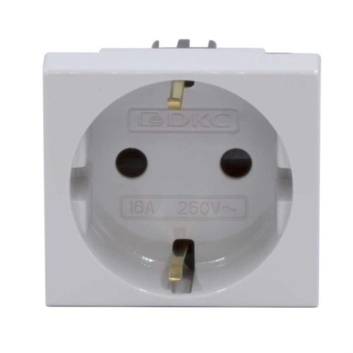 Розетка 1-м 2мод. Viva 16А IP20 2P+E с заземл. защ. шторки сер. DKC 45025 59743 - фото 16755308