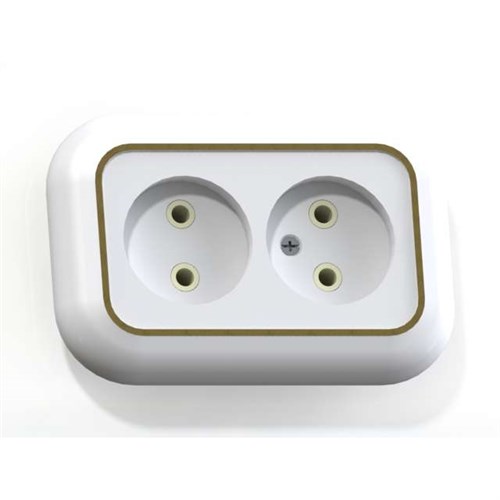Розетка 2-м СП Валентина РС10-393 10А IP20 бел./зол. Кунцево 5450 84156 - фото 16755438