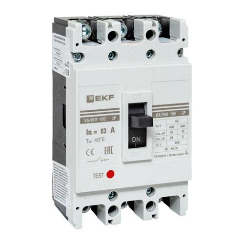 Выключатель автоматический 3п 100/63А 35кА ВА-99М PROxima EKF mccb99-100-63m 121025 - фото 16755515