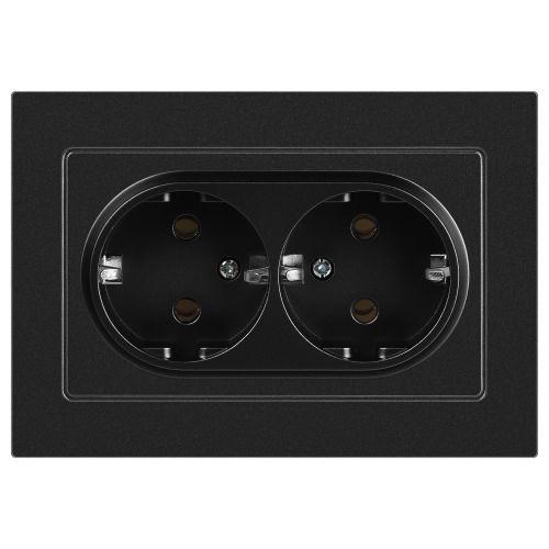 Розетка Accent 6-205-05 2X2P+E Schuko 16А-250В IP20 СУ AL/CU антрацит Intro Б0063494 1931493 - фото 16755586