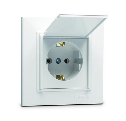 Розетка с/з и крышкой (Керамика) СП Karea 16А IP20 бел. Makel 56001009 1600115 - фото 16755616