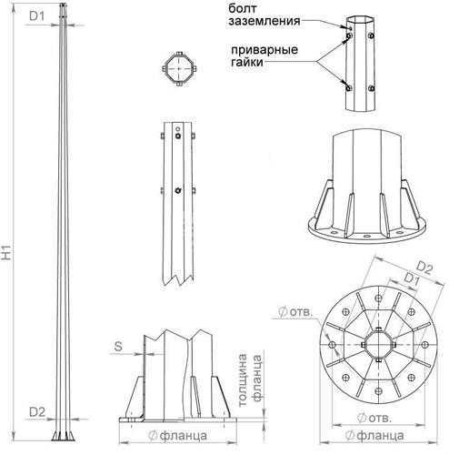 Комплект крепежа для ОСф/ОГСф-0;4 (болт М20х160 кл. пр. 8.8 - 8шт; гайка М20 - 32 шт; шайба М20 - 32шт; гровер С20 - 8шт) Пересвет В00005081 419417 - фото 16755666