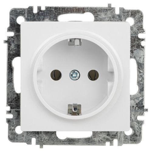 Розетка Intro Accent 6-202-01 2P+E Schuko 16А-250В IP20 СУ AL/CU бел. Intro Б0063678 1913948 - фото 16755948