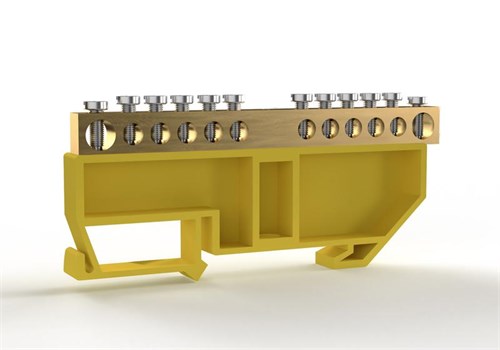 Шина PE "земля" на DIN-изоляторе 6х9мм 12 отвер. латунь TOKOV ELECTRIC TKE-BCB-69-12-DIN/PE 1855425 - фото 16756106