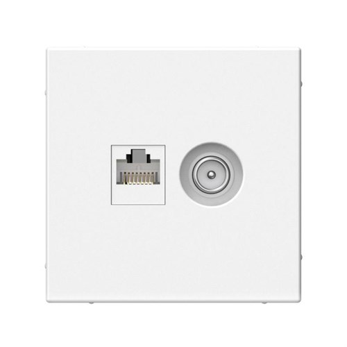 Розетка компьютерная + телевизионная 2-м ArtGallery RJ45 + TV кат.5E бел. SE GAL000189 1823496 - фото 16756210