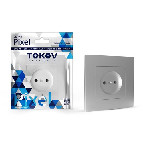 Розетка 1-м СП Pixel 16А IP20 без заземл. в сборе алюм. TOKOV ELECTRIC TKE-PX-R1F-C03 1792264 - фото 16756326
