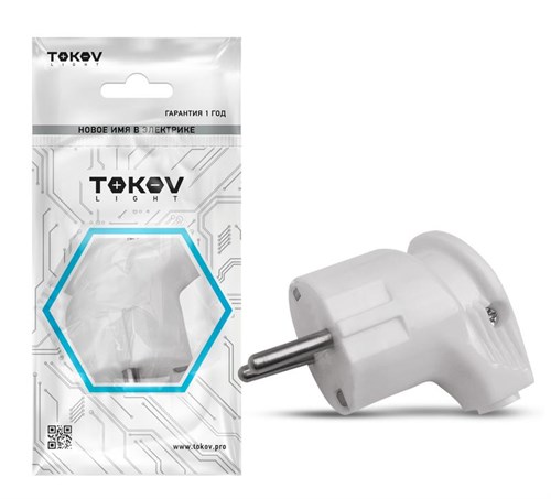 Вилка угловая 16А 250В с заземл. бел. TOKOV ELECTRIC TKL-PLUZ-C01 1745031 - фото 16756361